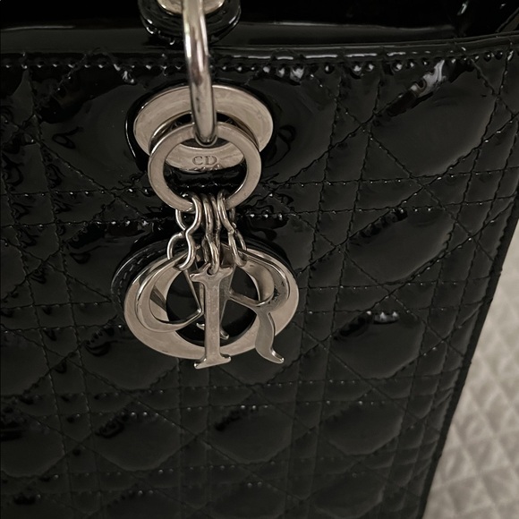 With COA: Excellent Christian Dior Lady Dior Black Large Tote - Picture 7 of 8